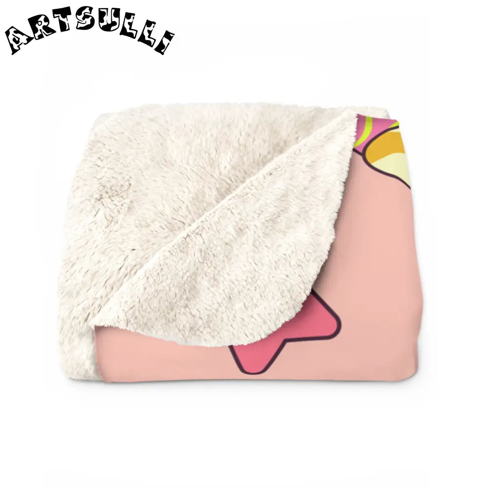 JAKKOUTTHEBXX Trippy Spaceships Pink Sherpa Fleece Blanket