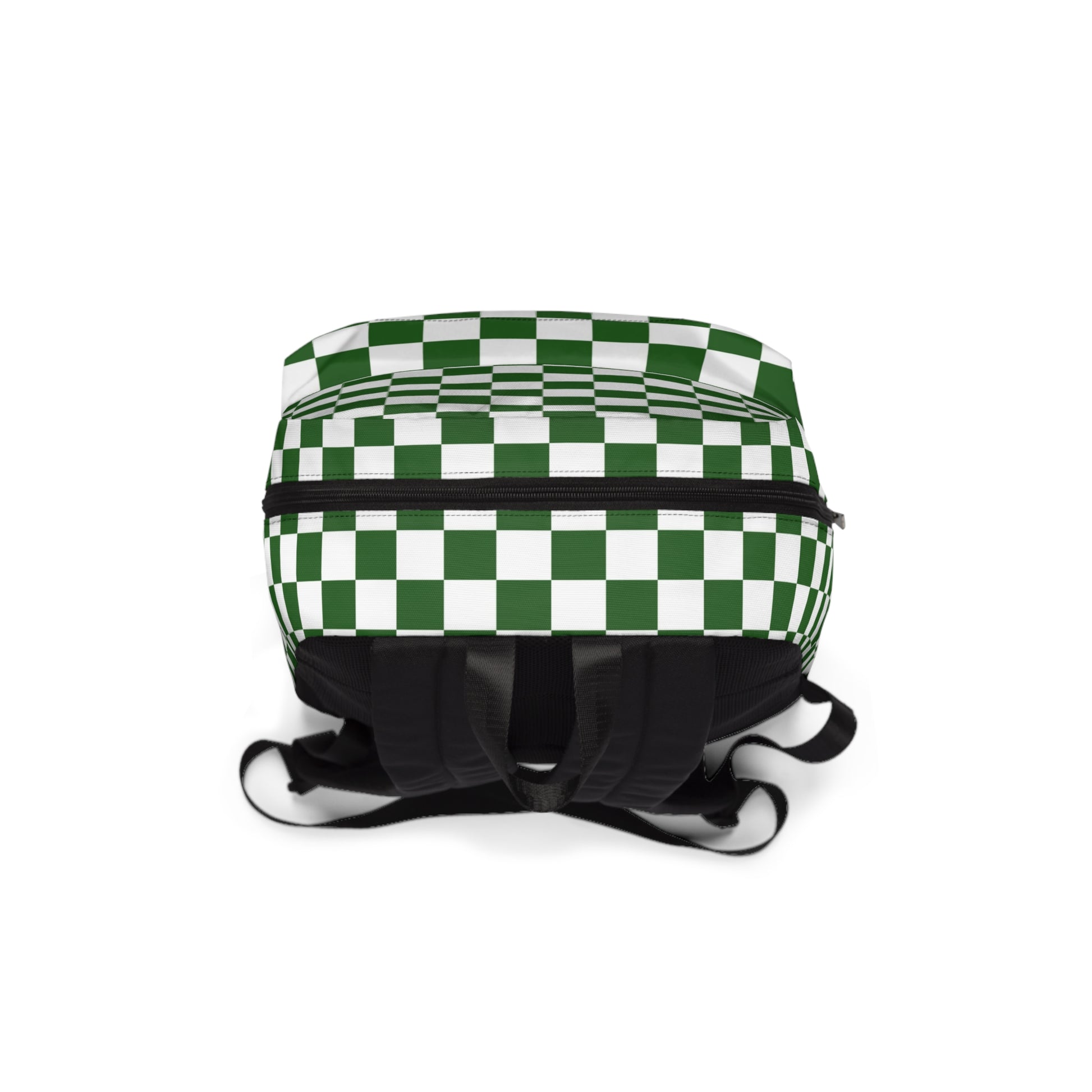 Checkerboard Dark Green and White Unisex Classic Backpack, Artsulli - Art is Long, Life is Short, Bags, , , , , , , 