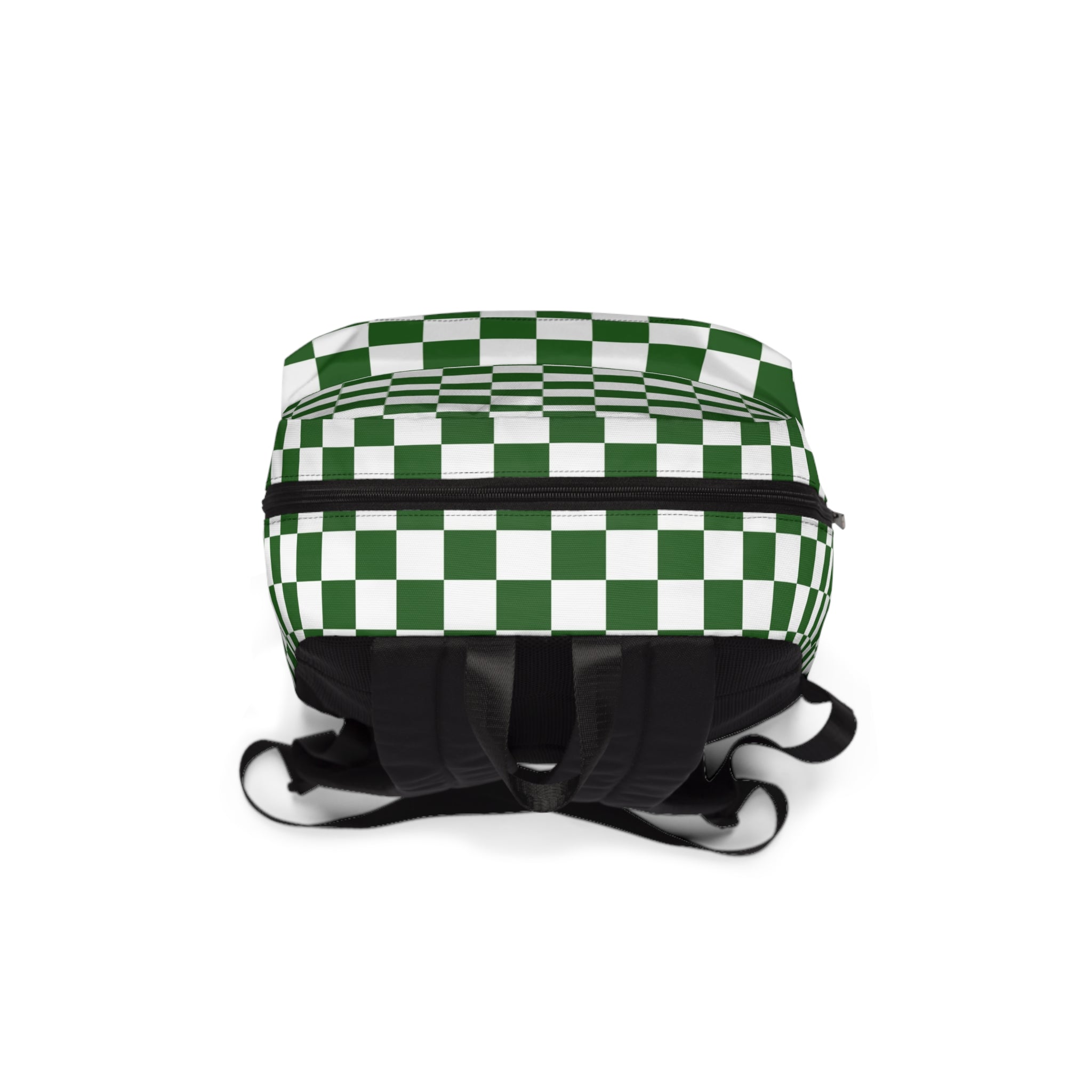 Checkerboard Dark Green and White Unisex Classic Backpack, Artsulli - Art is Long, Life is Short, Bags, , , , , , , 