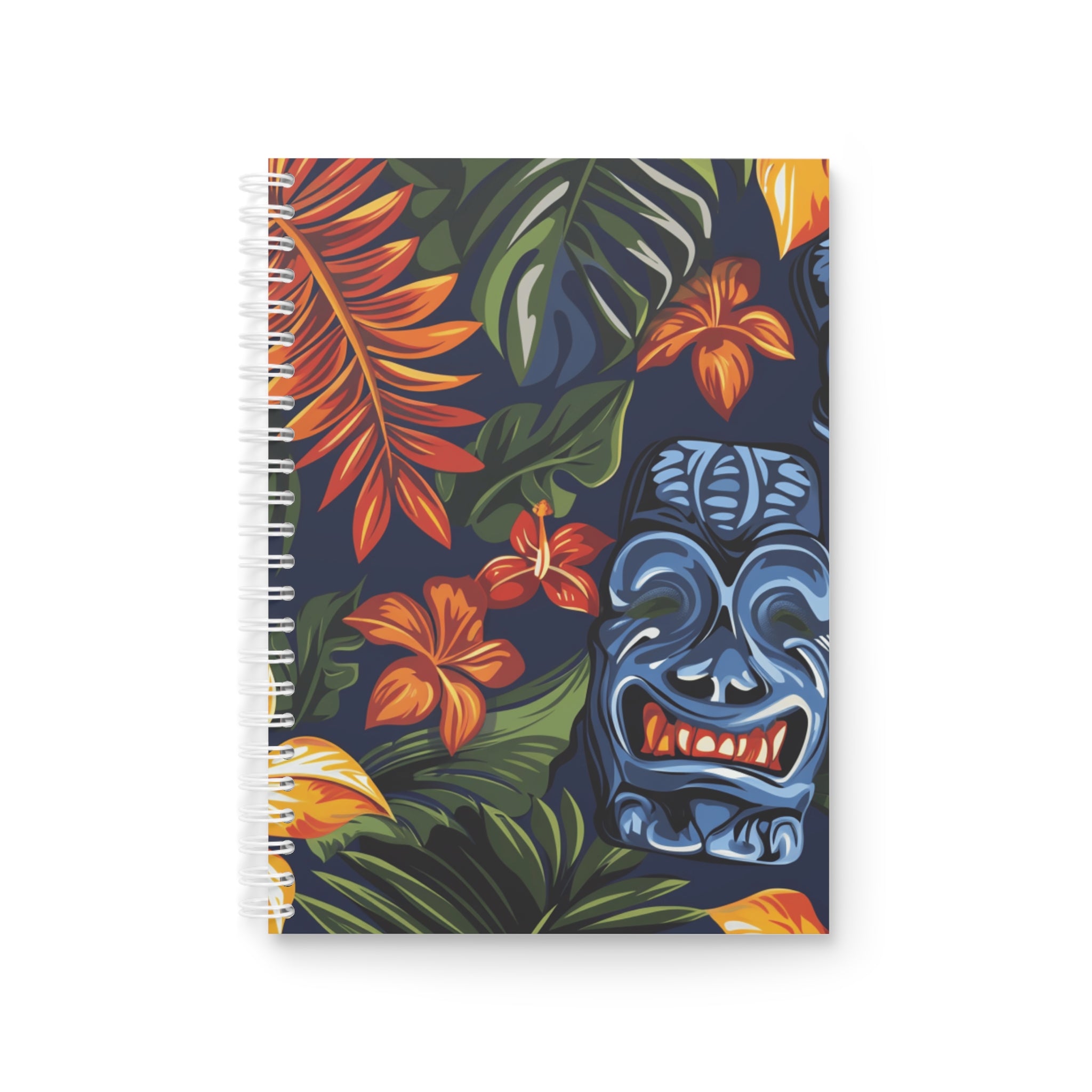Tiki Bloom Navy Spiral Notebook, Artsulli - Art is Long, Life is Short, Paper products, Size, One Size, , , , , 14495179109799046923