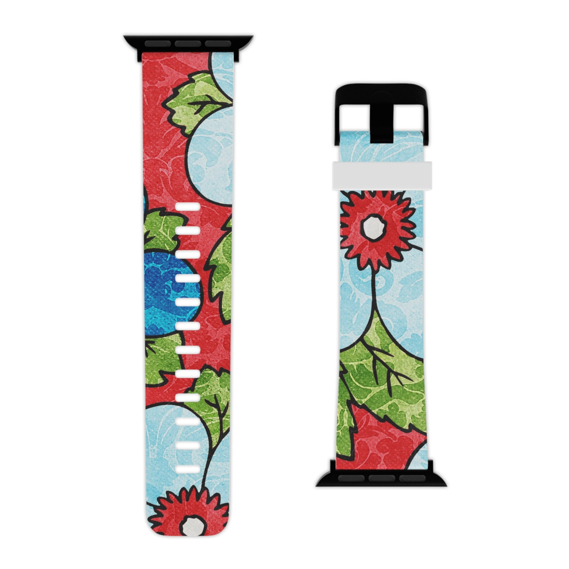 Groovy Red Floral Kl Watch Band for Apple Watch, Artsulli - Art is Long, Life is Short, Accessories, , , , , , , 