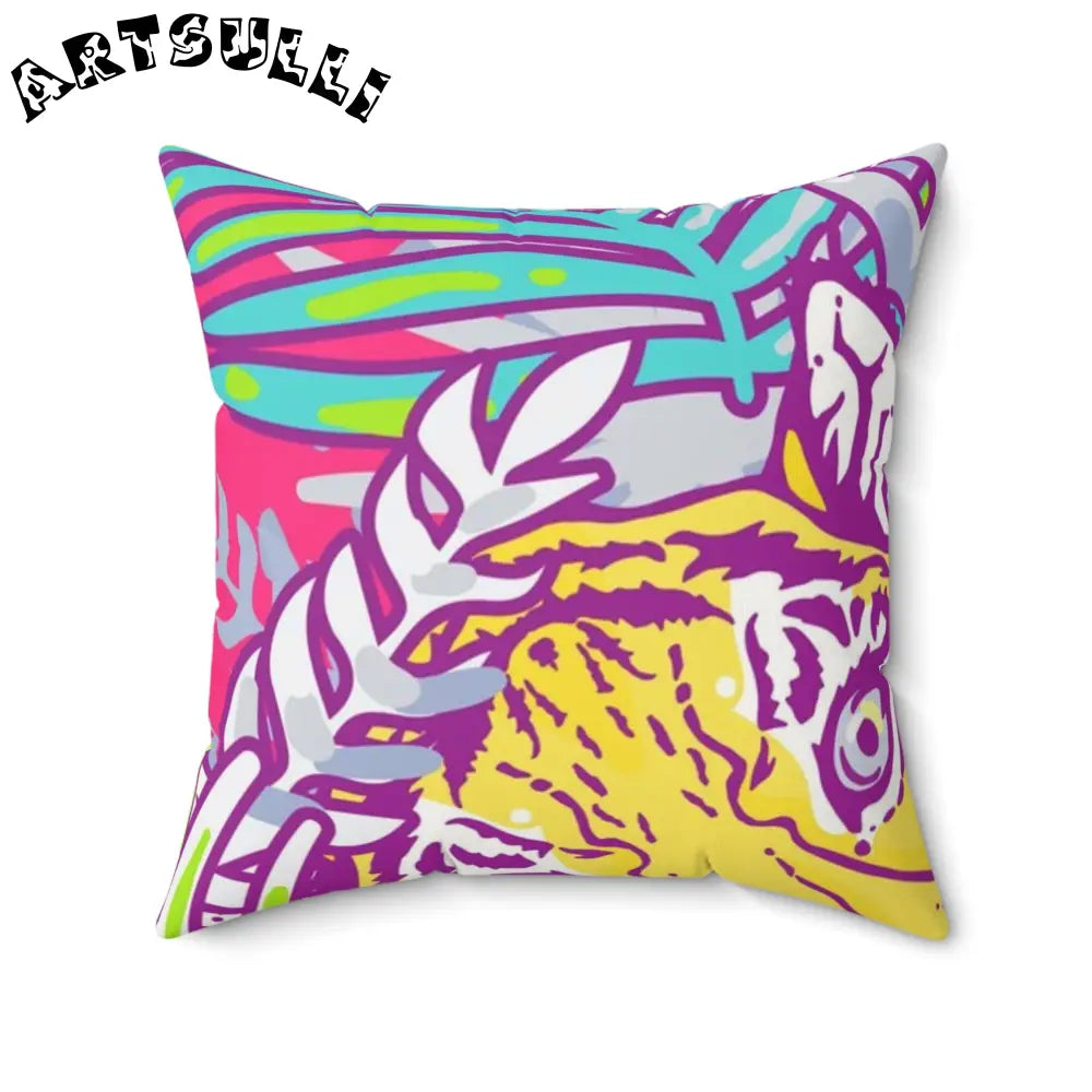 JAKKOUTTHEBXX Tropical Floral Tigers Torquise and Purple Faux Suede