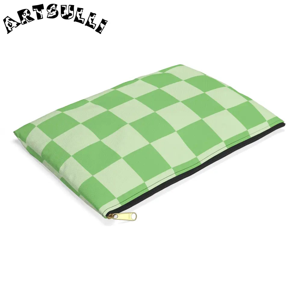 JAKKOUTTHEBXX Checkerboard Green Accessory Pouch JAKKOUTTHEBXX