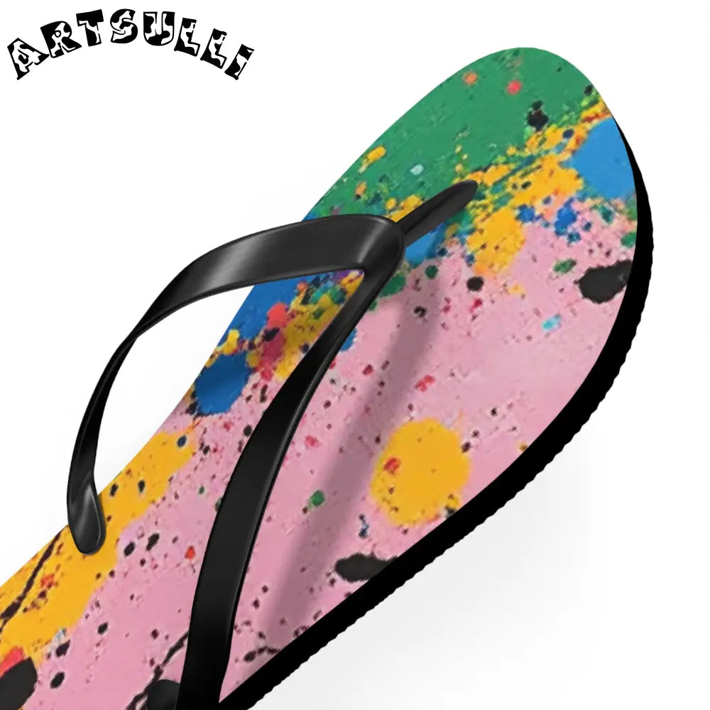 JAKKOUTTHEBXX The Colors Of Paint Splatter Flip Flops JAKKOUTTHEBXX