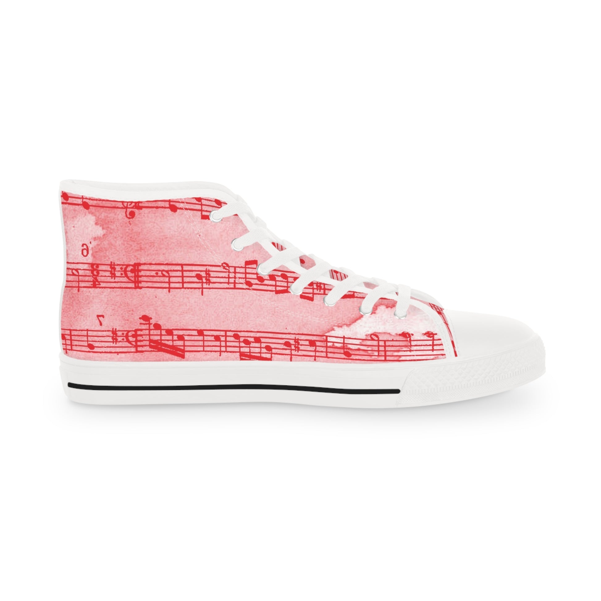 Drip Spill Type Beat Sheet Music Red Men's High Top Sneakers, Artsulli - Art is Long, Life is Short, Shoes, , , , , , , 