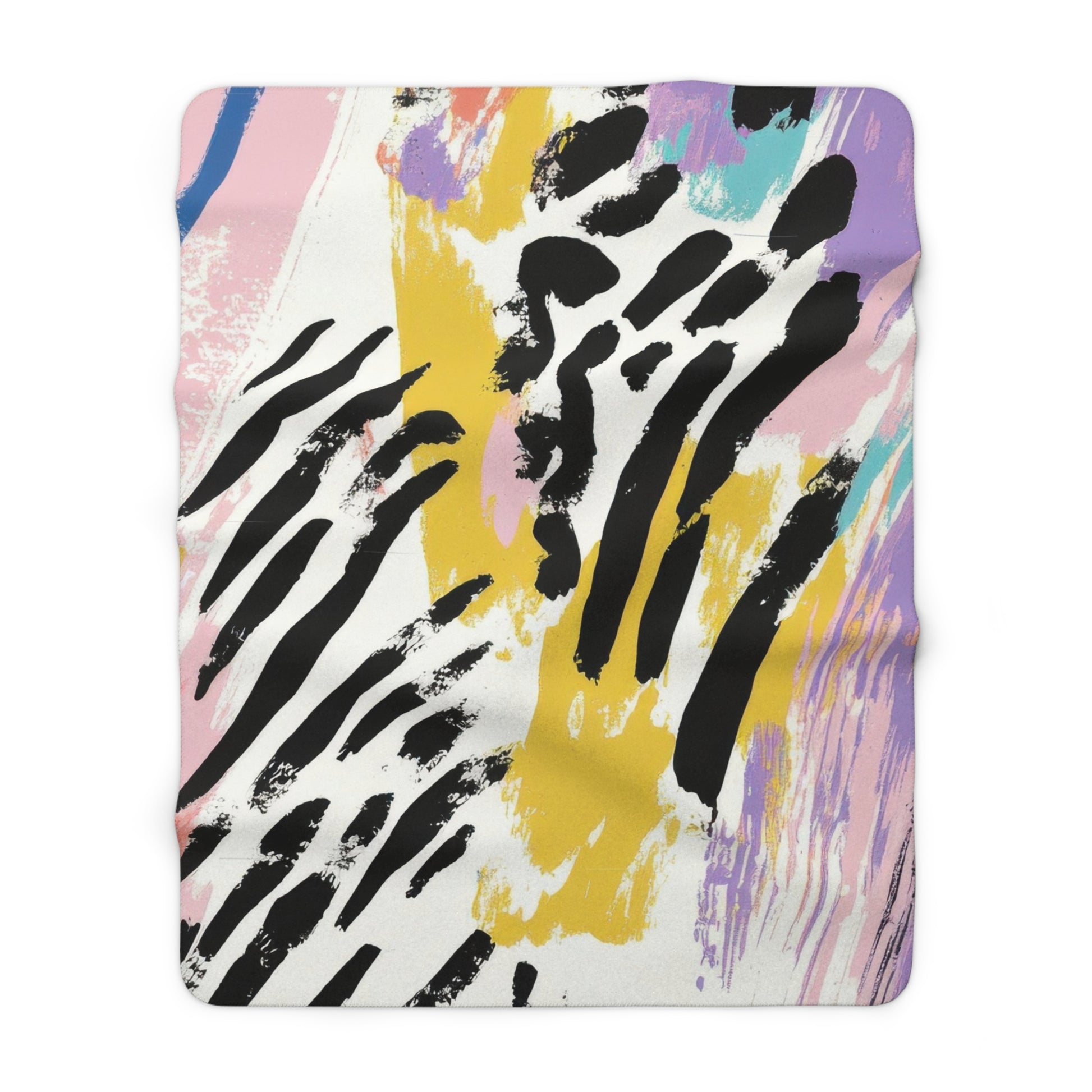 Wild Zebra Stripes x Paint Brush Strokes Multi-Color Sherpa Fleece Blanket, Artsulli - Art is Long, Life is Short, Home Decor, Size, 60" × 80", , , , , 15930826234133