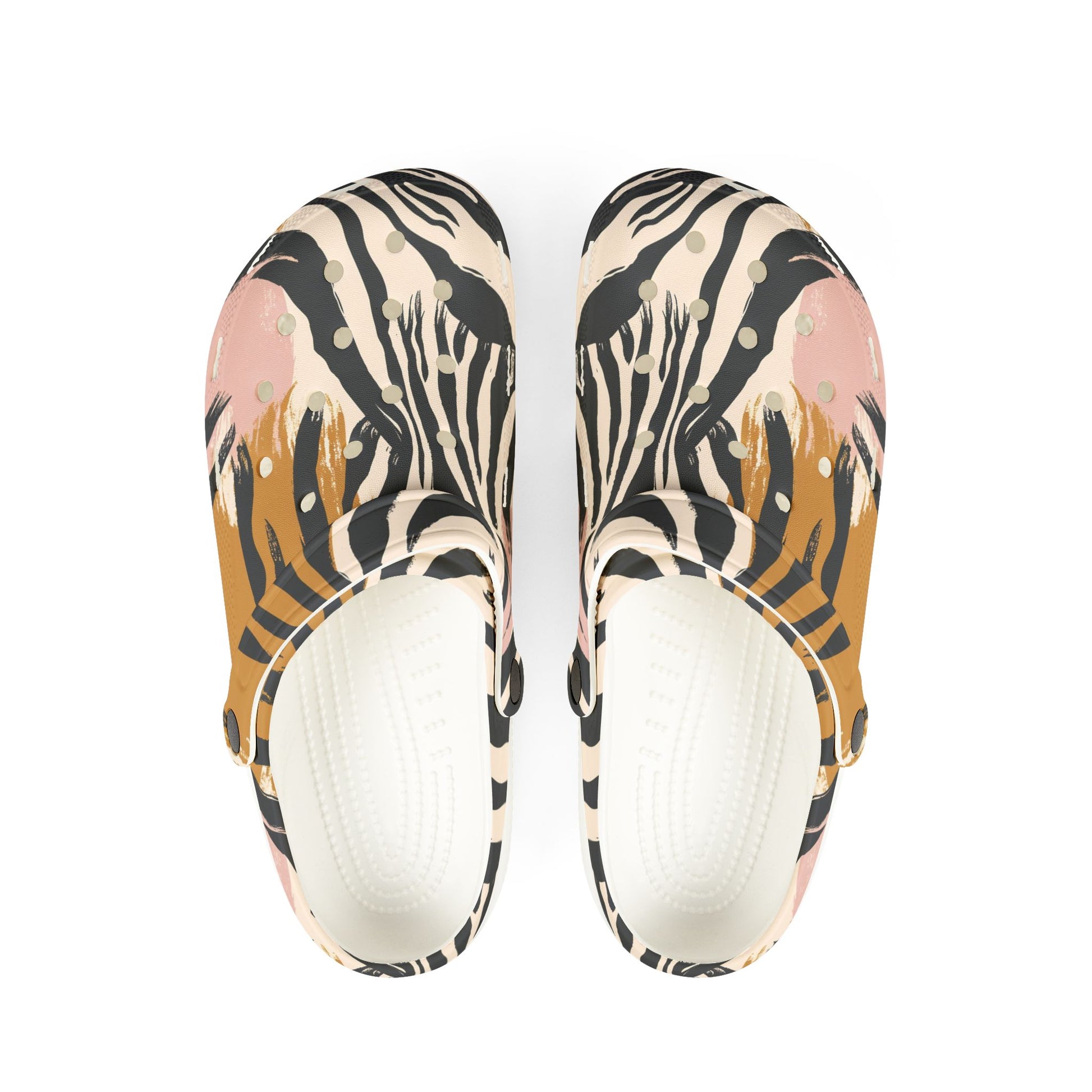 Beige Zebra Jungle Flats EVA Foam Rubber Shoes (AOP), Artsulli - Art is Long, Life is Short, Shoes, Size, US 6 (Women's), Color, White, , , 68803086665051