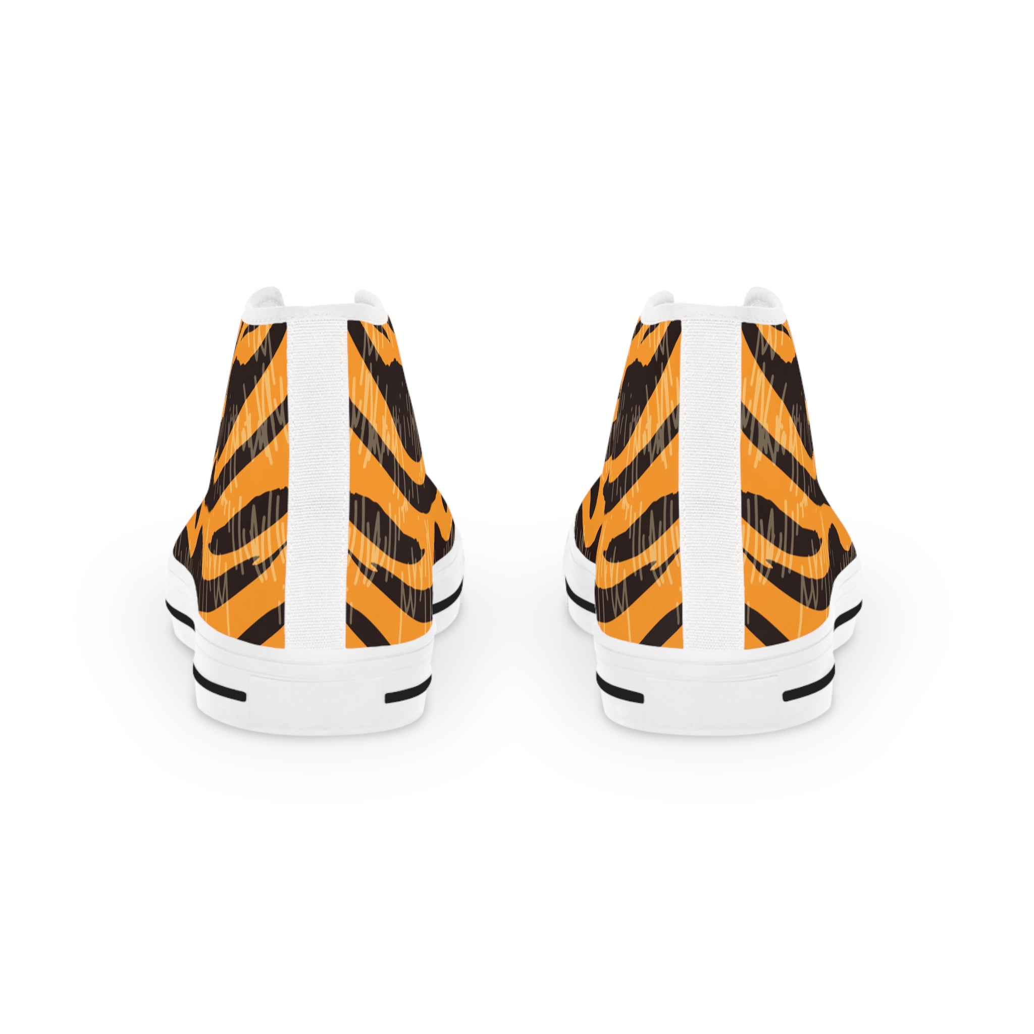 Tiger Scratches Orange and Black Men's High Top Sneakers, Artsulli - Art is Long, Life is Short, Shoes, , , , , , , 