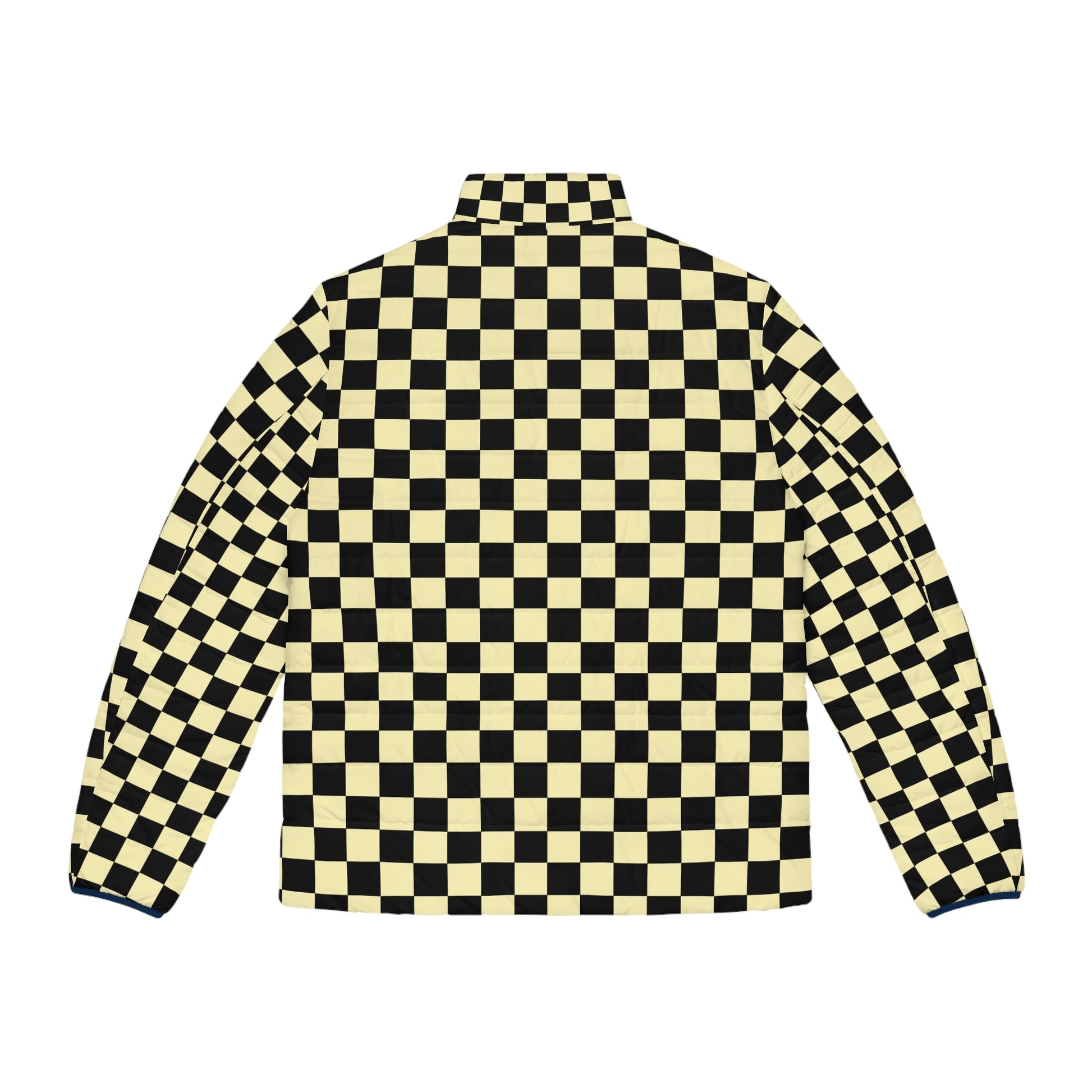 Checkerboard Black and Yellow Men's Puffer Jacket (AOP), Artsulli - Art is Long, Life is Short, All Over Prints, , , , , , , 