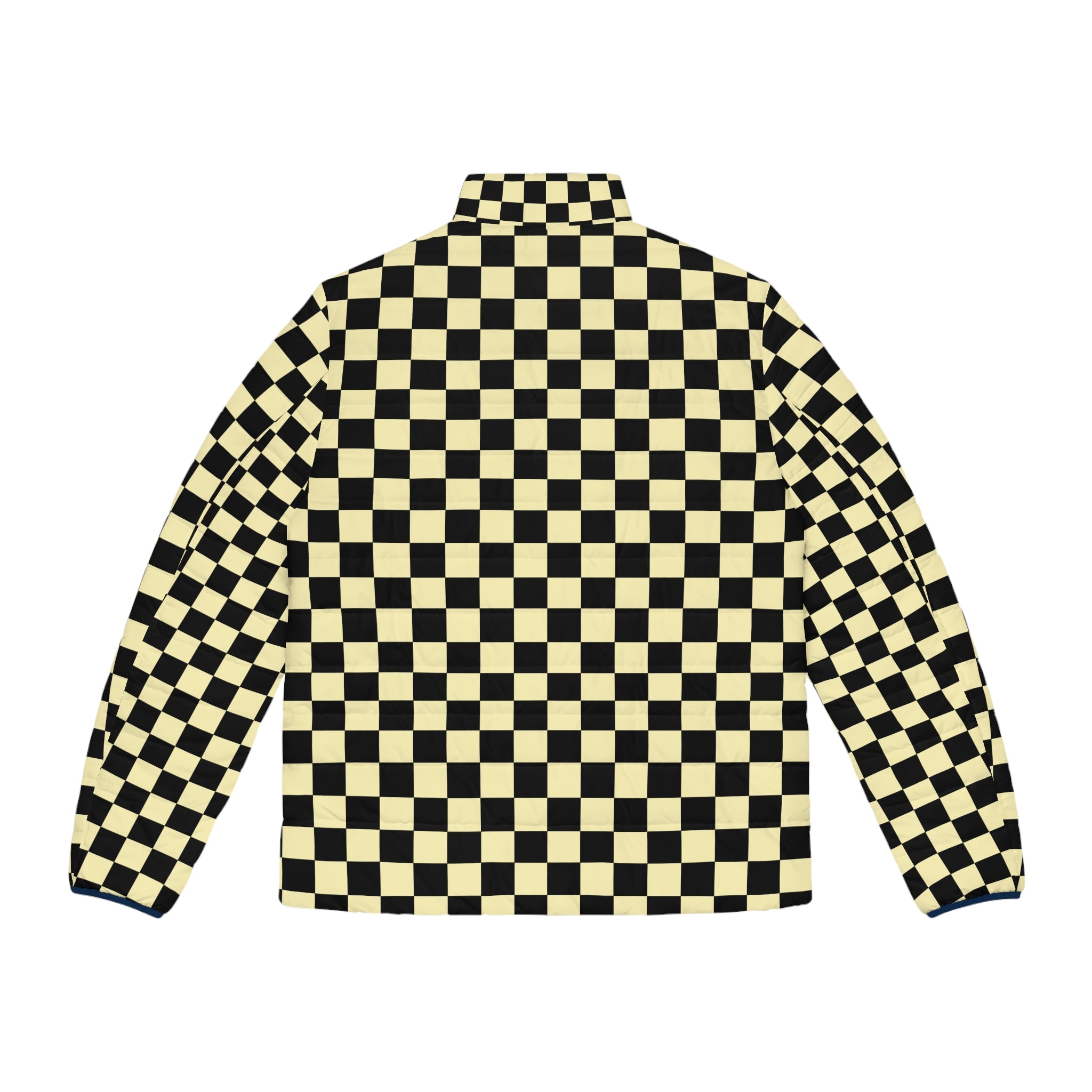 Checkerboard Black and Yellow Men's Puffer Jacket (AOP), Artsulli - Art is Long, Life is Short, All Over Prints, , , , , , , 