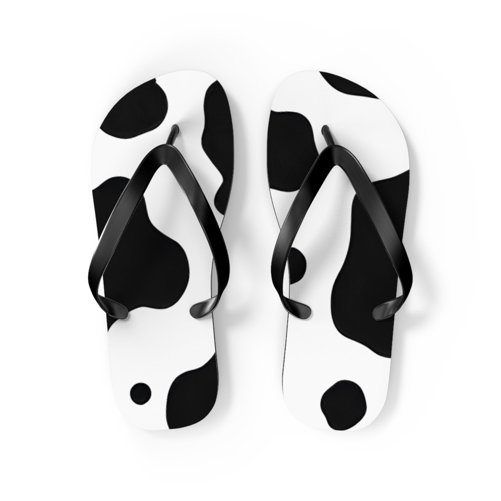Cow Print Focus Flip Flops, Artsulli - Art is Long, Life is Short, Shoes, Size, M, Color, Black sole, , , 33535397402896
