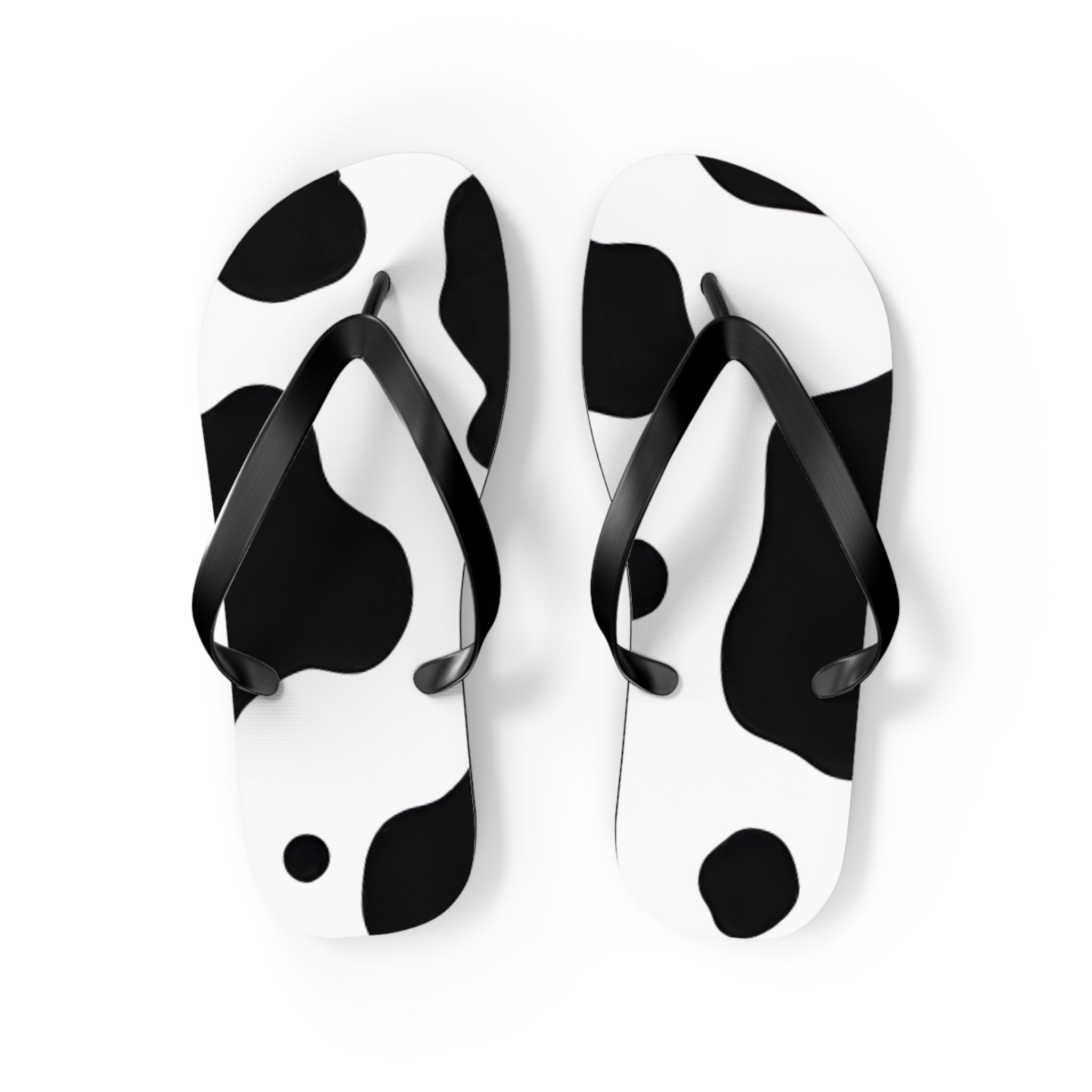 Cow Print Focus Flip Flops, Artsulli - Art is Long, Life is Short, Shoes, Size, M, Color, Black sole, , , 33535397402896