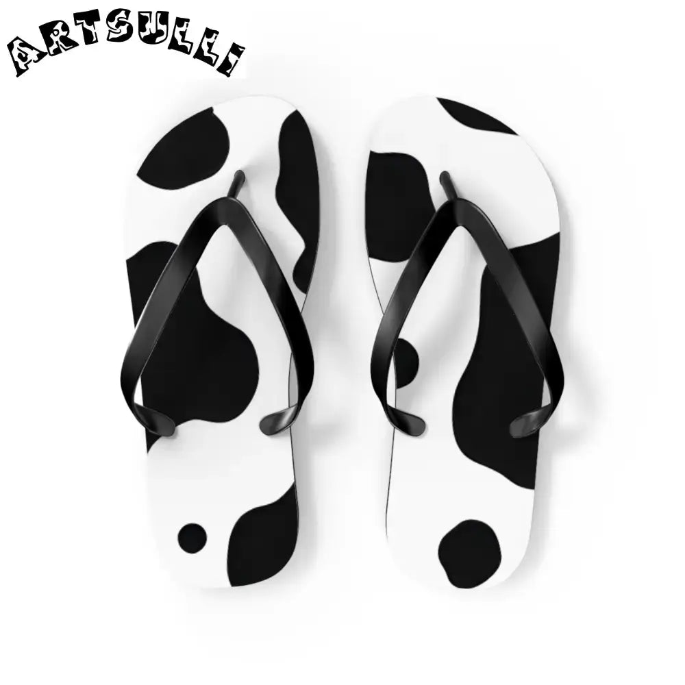JAKKOUTTHEBXX Cow Print Illustration Printed Flip Flops 2025