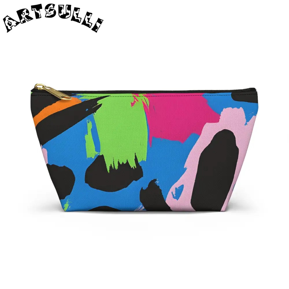90s Neon Accessory Pouch w T-bottom, Artsulli - Art is Long, Life is Short, Bags, Size, Small, Color, Black zipper, , , 14375423170818372569