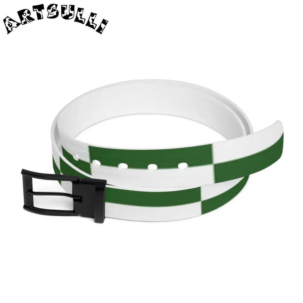 JAKKOUTTHEBXX Checkerboard White and Dark Green Belt JAKKOUTTHEBXX