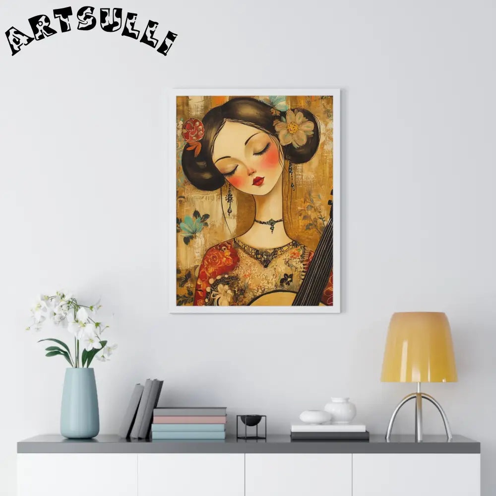JAKKOUTTHEBXX Stylized Woman Musician Wood-Framed Poster 2025