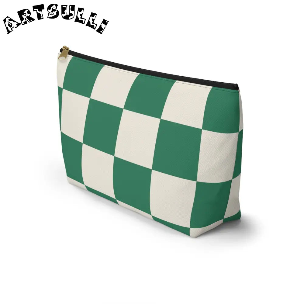 JAKKOUTTHEBXX Checkerboard Dark Green Accessory Pouch w T-bottom