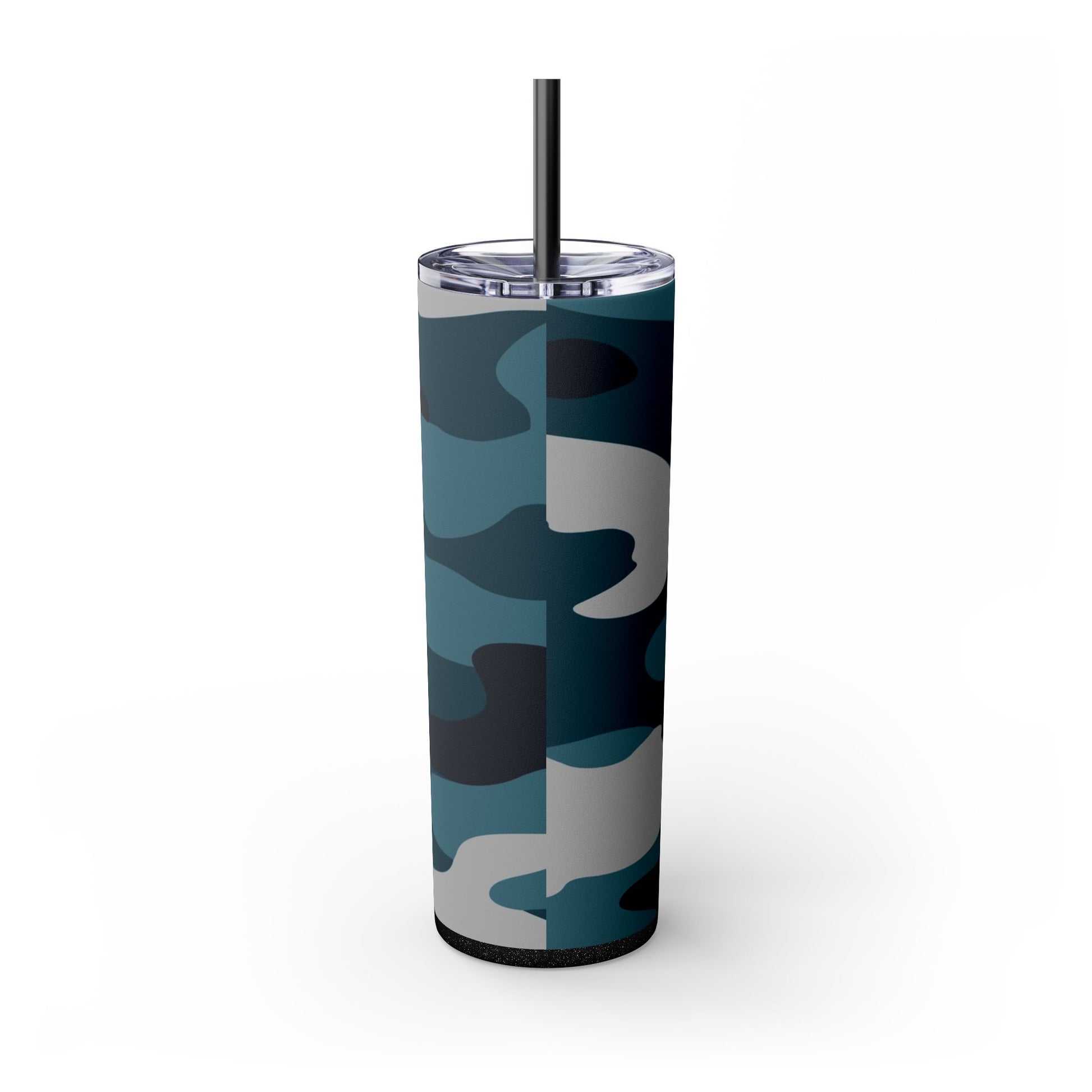 Blue Camouflage Skinny Tumbler with Straw, 20oz, Artsulli - Art is Long, Life is Short, Mug, , , , , , , 