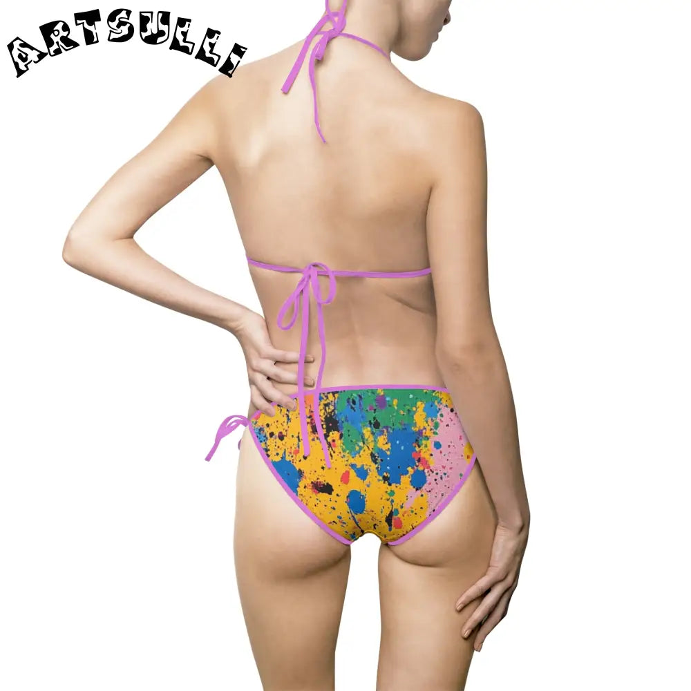 JAKKOUTTHEBXX The Colors Of Paint Splatter Women’s Bikini Swimsuit