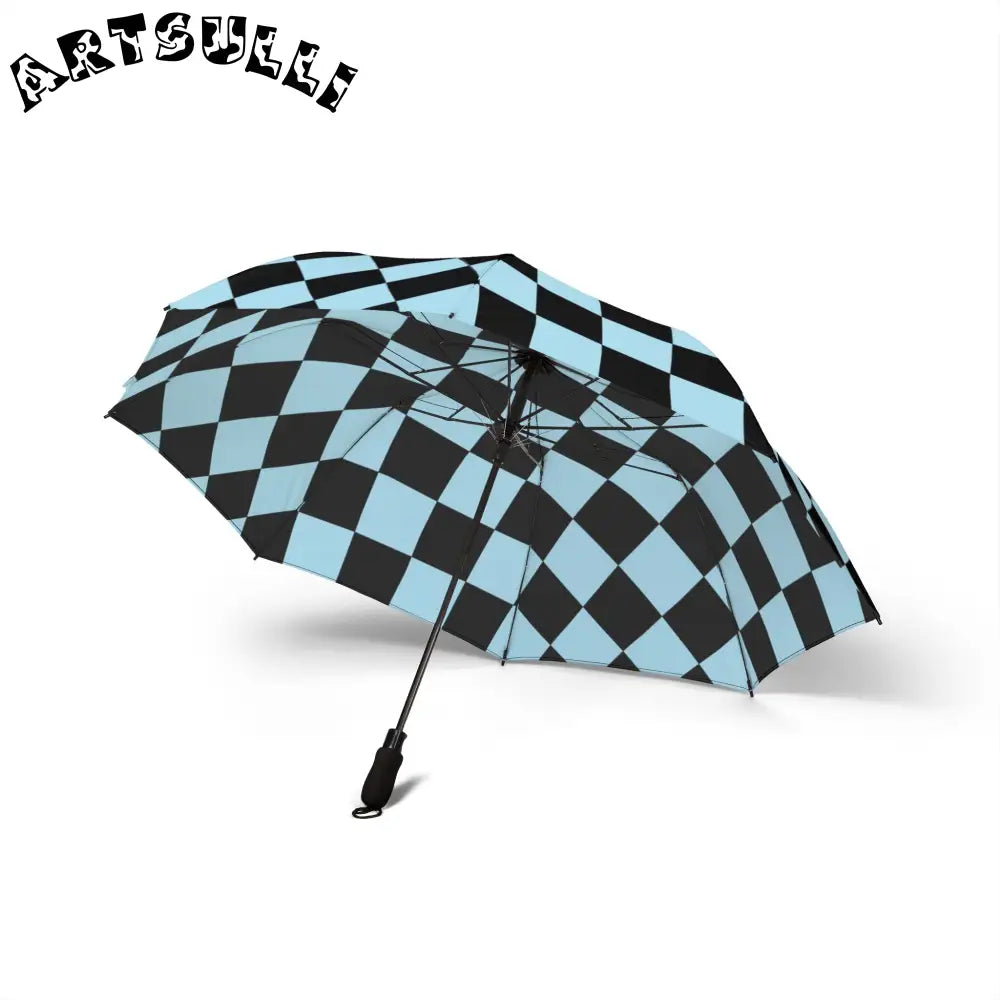 JAKKOUTTHEBXX Checkerboard Black and Blue Semi-Automatic Foldable