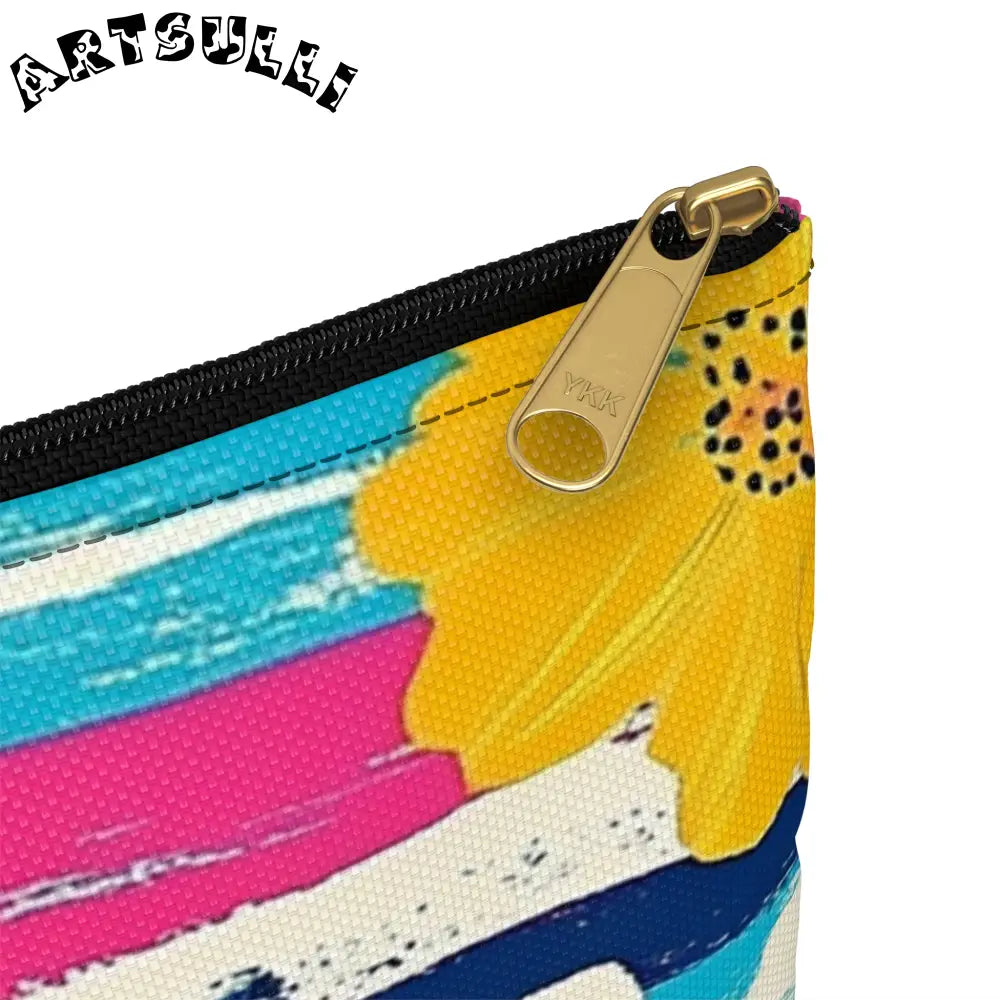 JAKKOUTTHEBXX Dayglo Floral Stripes II Multi-Color Accessory Pouch
