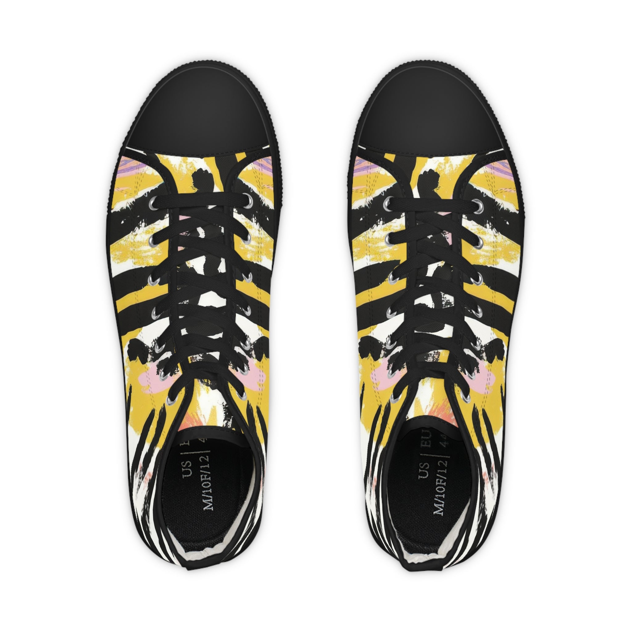 Wild Zebra Stripes x Paint Brush Strokes Multi-Color II Men's High Top Sneakers, Artsulli - Art is Long, Life is Short, Shoes, , , , , , , 