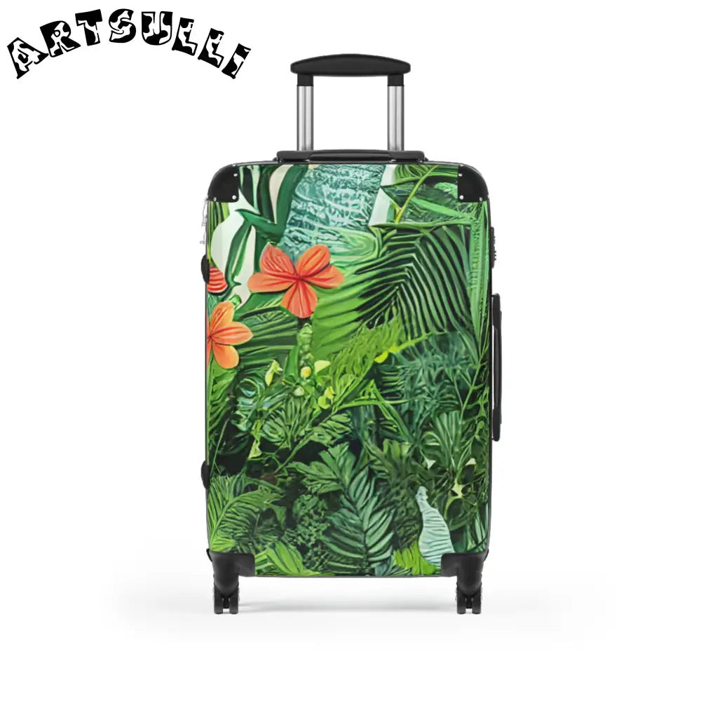JAKKOUTTHEBXX Tropical Leaf Flower Carry On Luggage with Adjustable