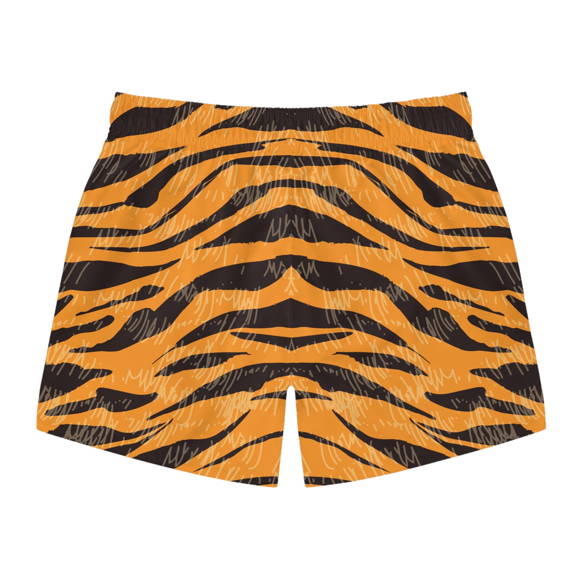 Tiger Scratches Orange and Black Swim Trunks (AOP), Artsulli - Art is Long, Life is Short, All Over Prints, , , , , , , 