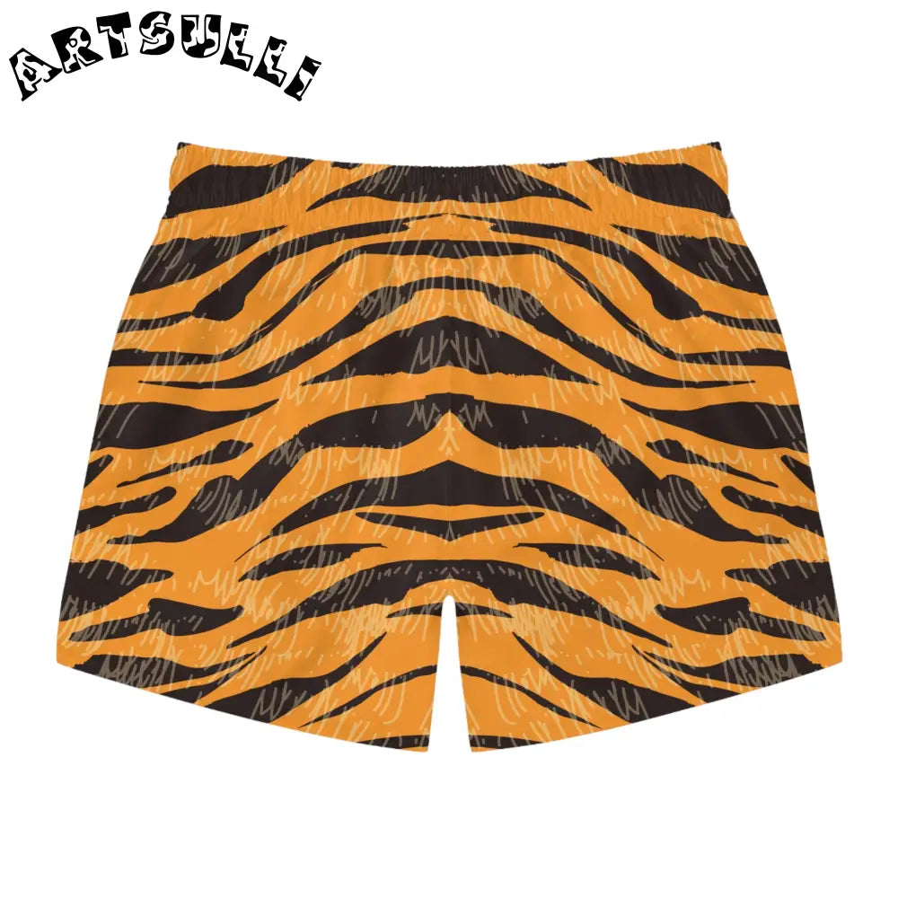 JAKKOUTTHEBXX Tiger Scratches Orange and Black Swim Trunks (AOP)