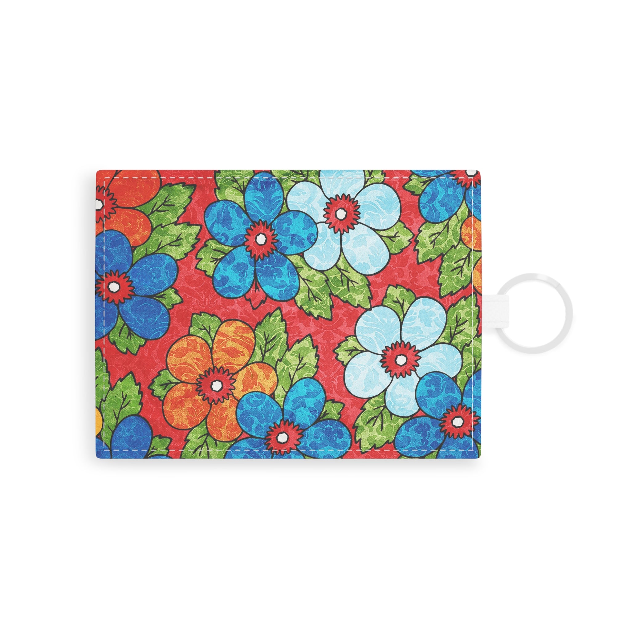 Groovy Red Floral Kl Saffiano Leather Card Holder, Artsulli - Art is Long, Life is Short, Accessories, Size, One size, Color, White, , , 24640573814067287638