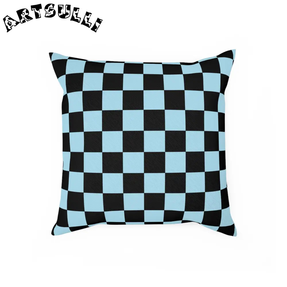 JAKKOUTTHEBXX Checkerboard Black and Blue Cushion JAKKOUTTHEBXX