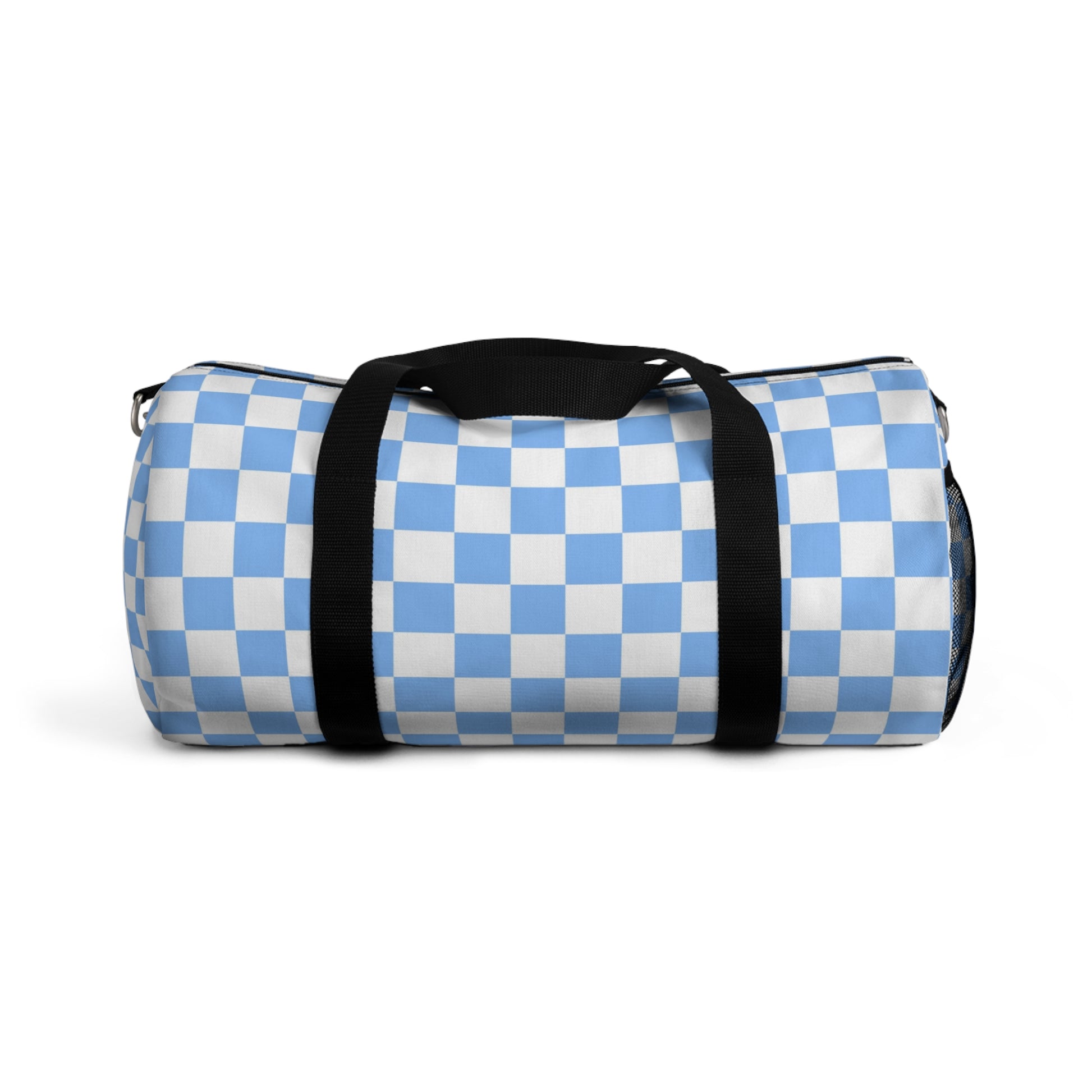 Checkerboard II White and Light Blue Duffel Bag, Artsulli - Art is Long, Life is Short, Bags, Size, Small, , , , , 11397735336047826637