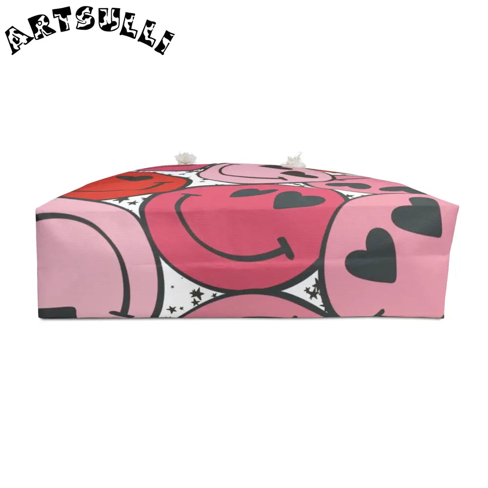 JAKKOUTTHEBXX Smiley Face x Heart Eyes Pink and Red Weekender Bag