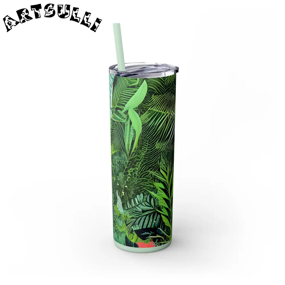 JAKKOUTTHEBXX White Tropical Leaf and Flower Tumbler JAKKOUTTHEBXX