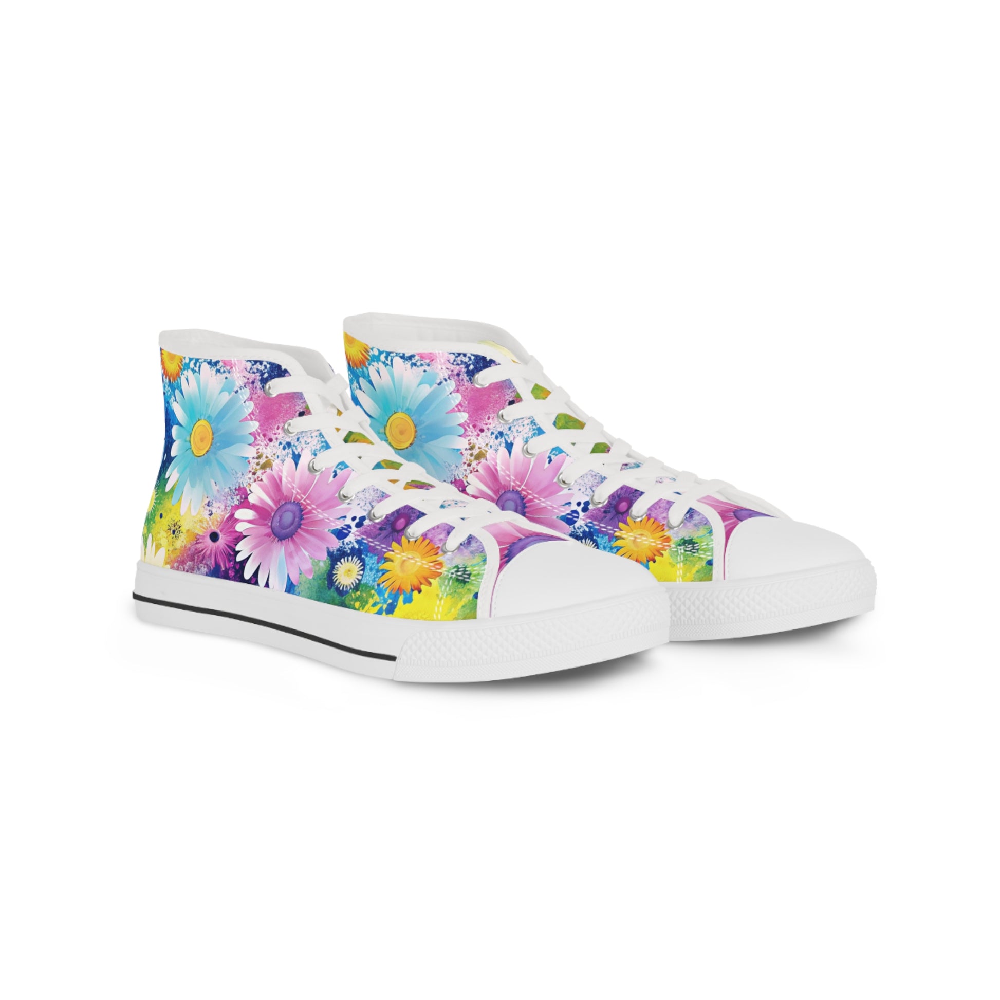Magical Flower Explosion II Multi-Color Men's High Top Sneakers, Artsulli - Art is Long, Life is Short, Shoes, Size, US 5, Color, White sole, , , 12119531586923353733