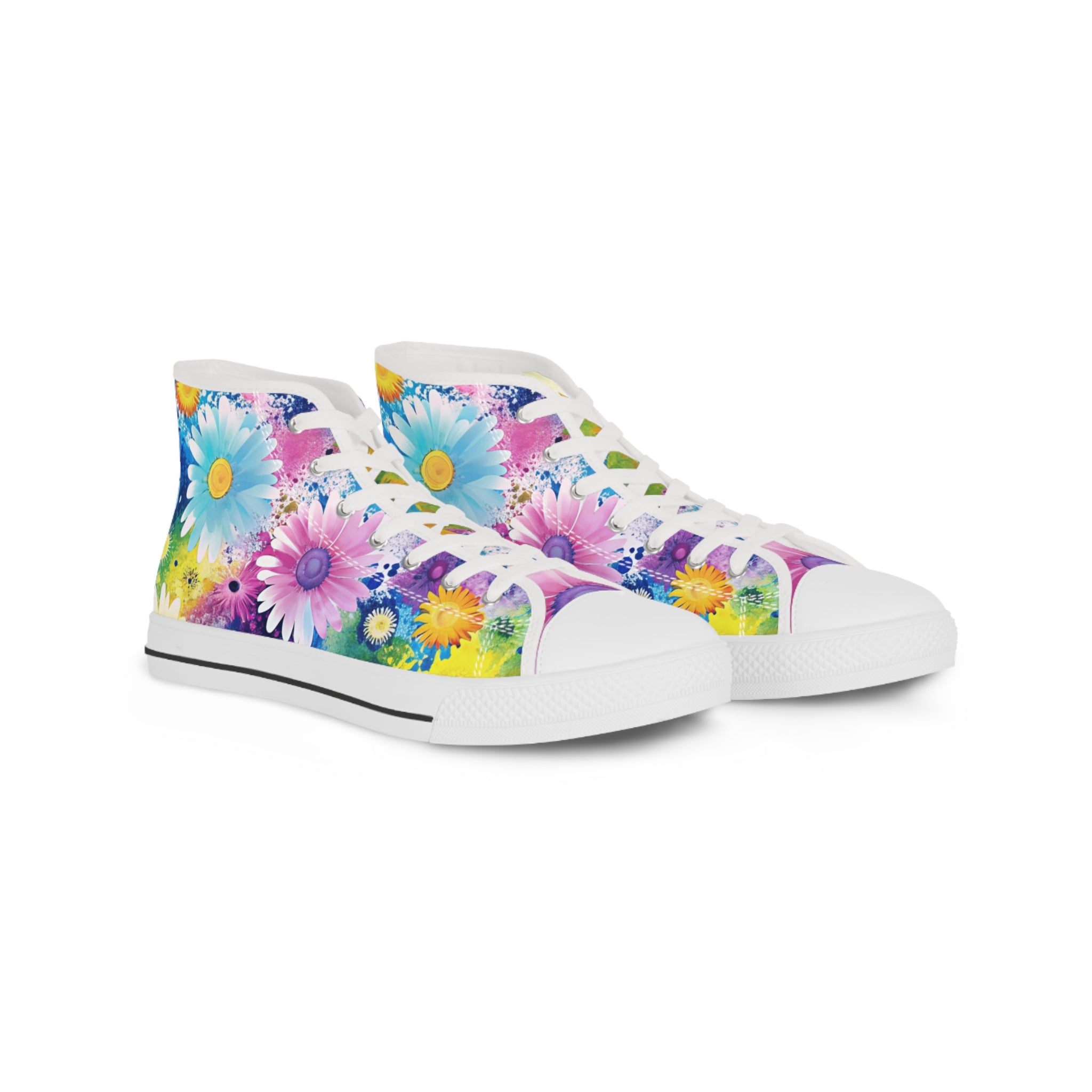 Magical Flower Explosion II Multi-Color Men's High Top Sneakers, Artsulli - Art is Long, Life is Short, Shoes, Size, US 5, Color, White sole, , , 12119531586923353733
