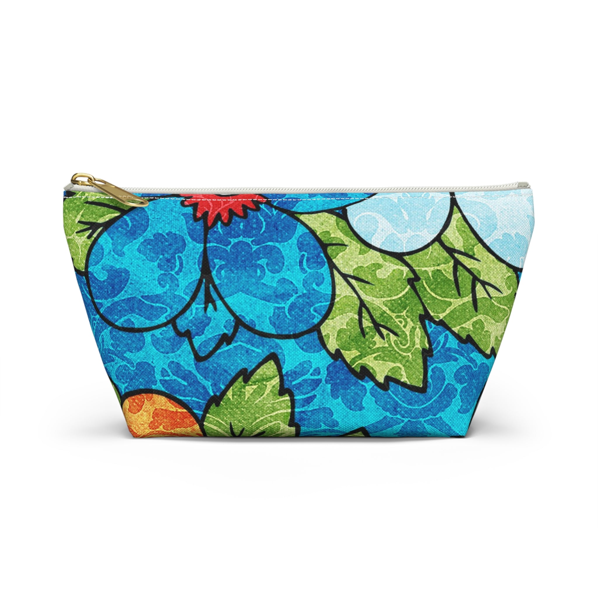 Blue Orange Groovy Accessory Pouch w T-bottom, Artsulli - Art is Long, Life is Short, Bags, Size, Small, Color, White zipper, , , 26206261832045500832