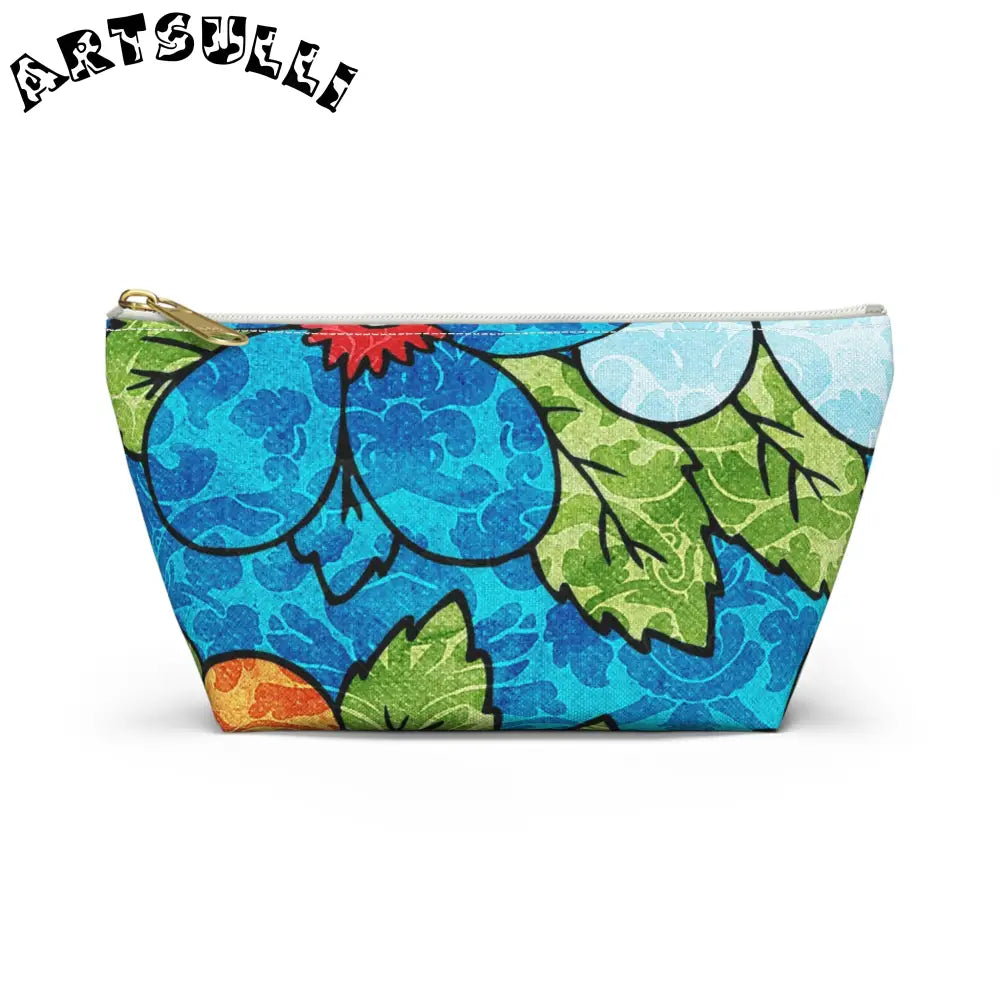 Blue Orange Groovy Accessory Pouch w T-bottom, Artsulli - Art is Long, Life is Short, Bags, Size, Small, Color, White zipper, , , 26206261832045500832
