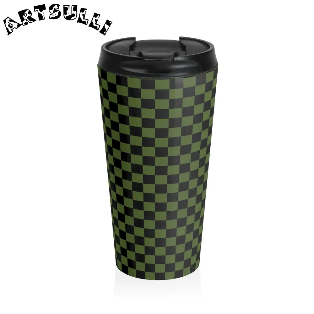 JAKKOUTTHEBXX Checkerboard Olive Green and Black Stainless Steel