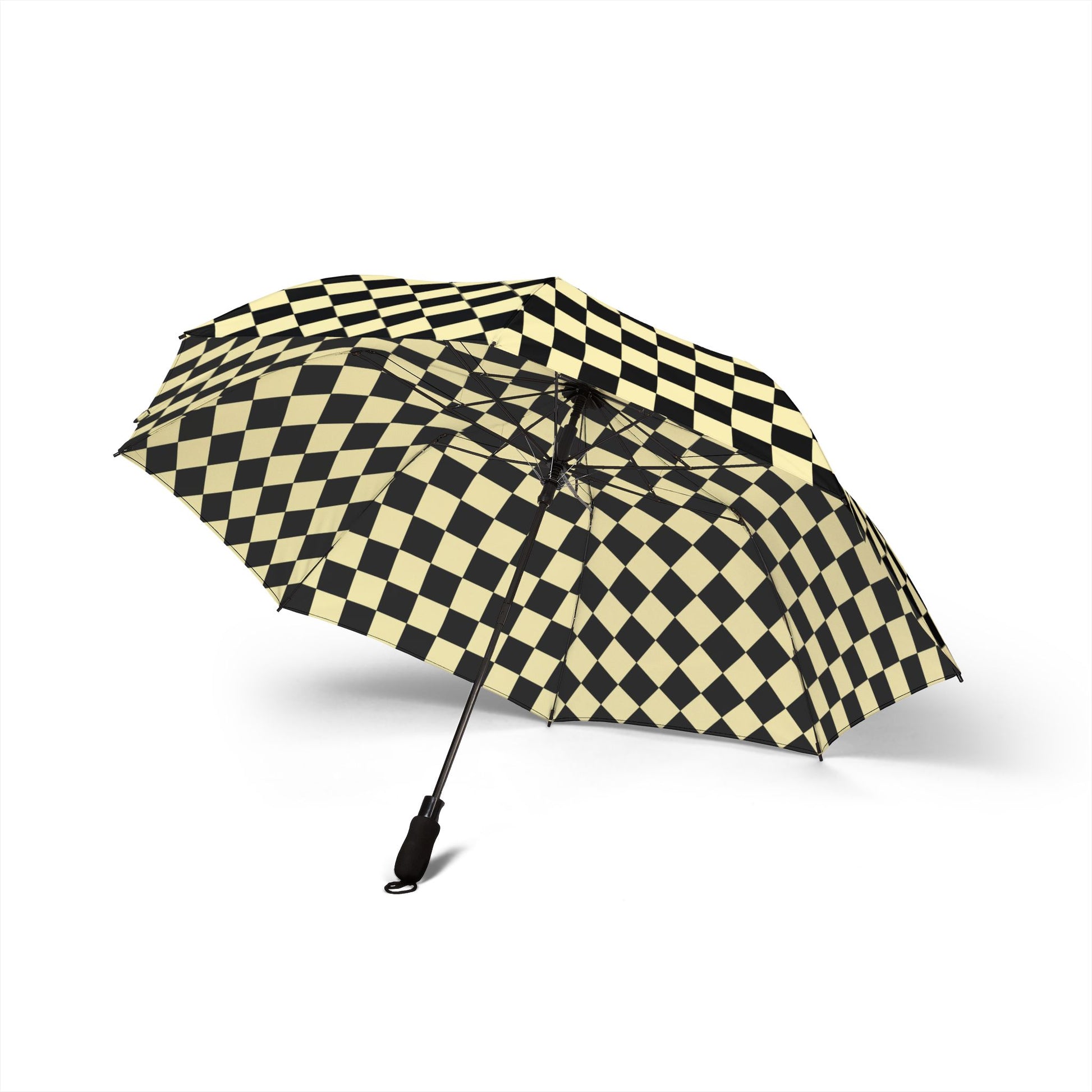 Checkerboard II Black and Yellow Semi-Automatic Foldable Umbrella, Artsulli - Art is Long, Life is Short, Accessories, , , , , , , 
