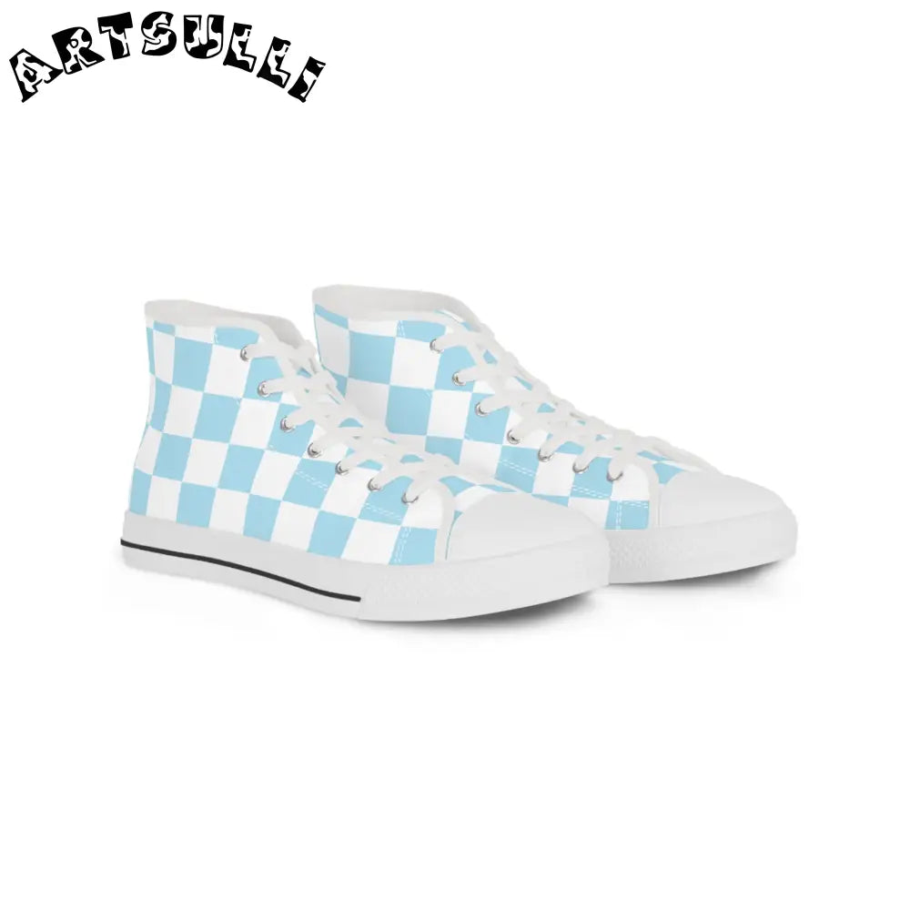 JAKKOUTTHEBXX Checkerboard Sky Blue Men’s High Top Sneakers