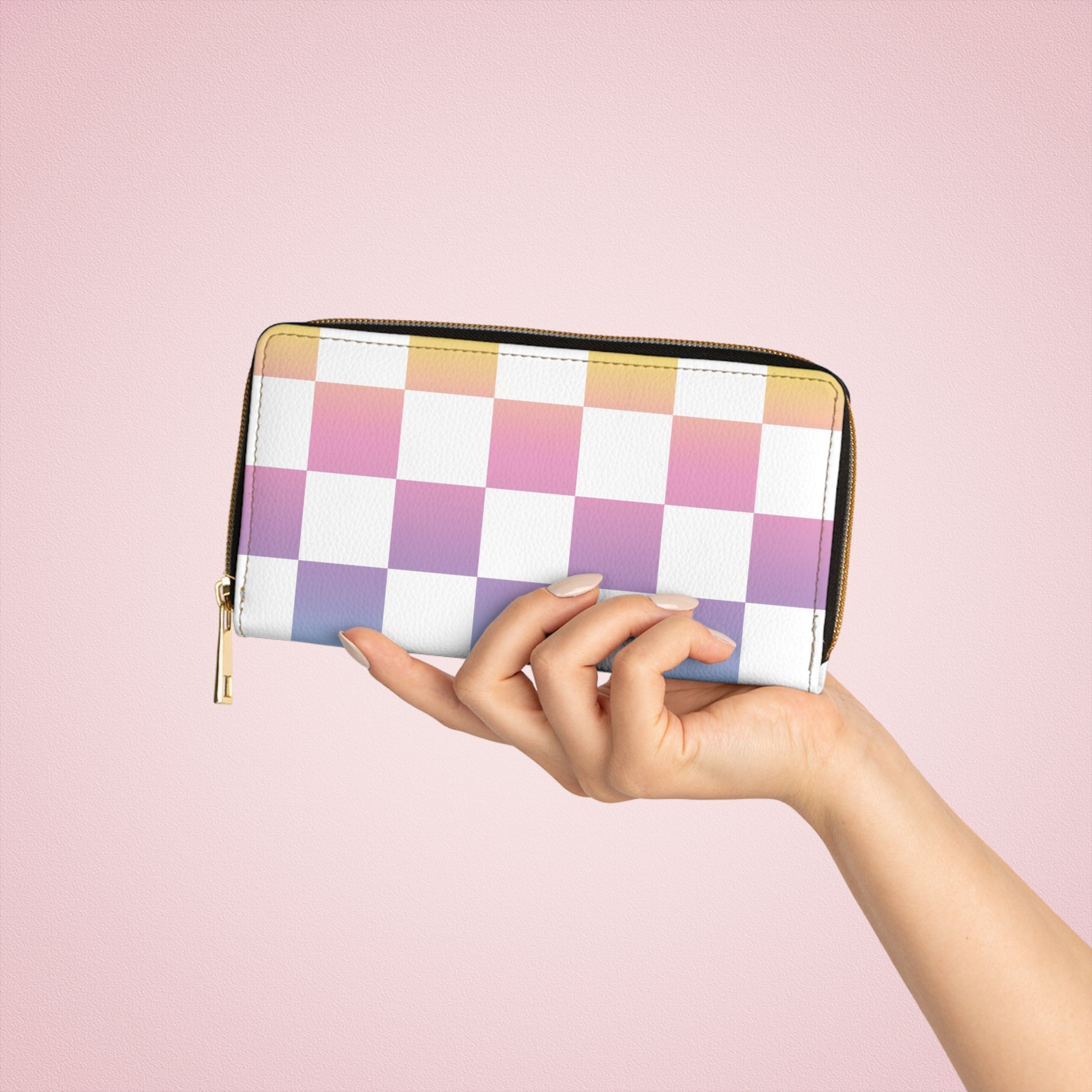 Vaporwave Check II Zipper Wallet, Artsulli - Art is Long, Life is Short, Accessories, , , , , , , 