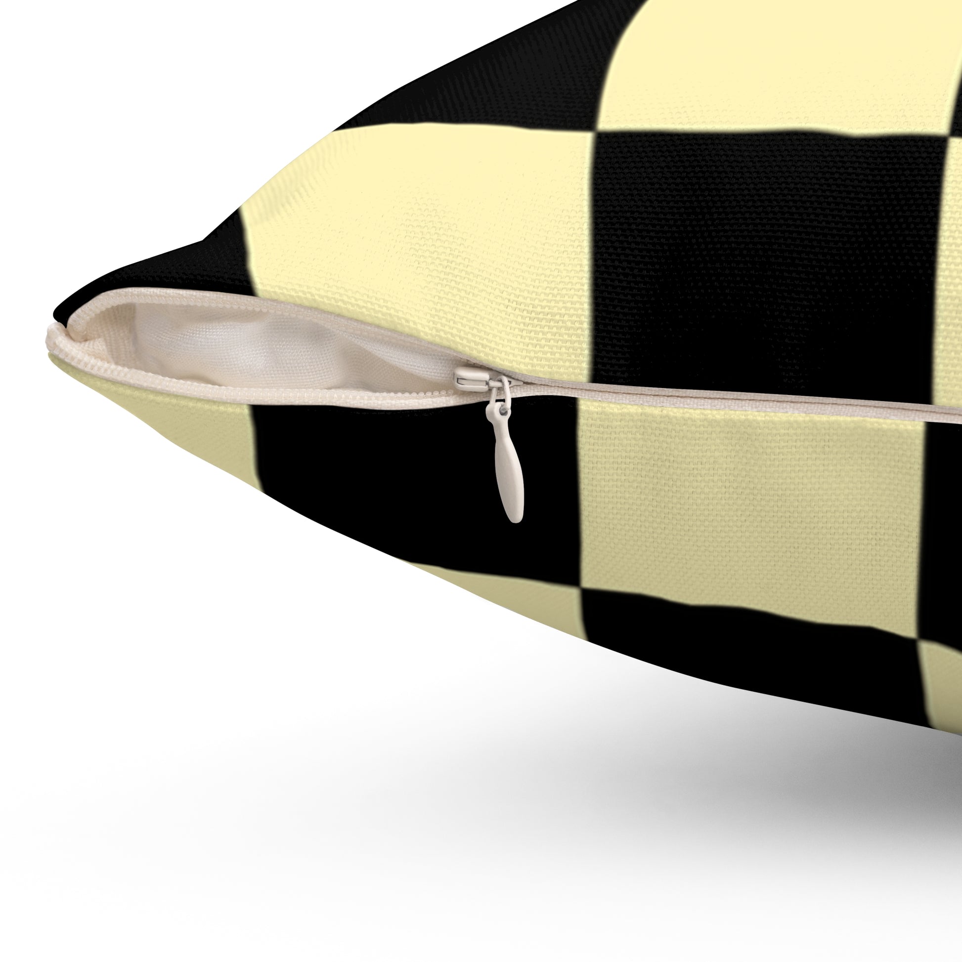 Checkerboard Black and Yellow Spun Polyester Square Pillow, Artsulli - Art is Long, Life is Short, Home Decor, , , , , , , 