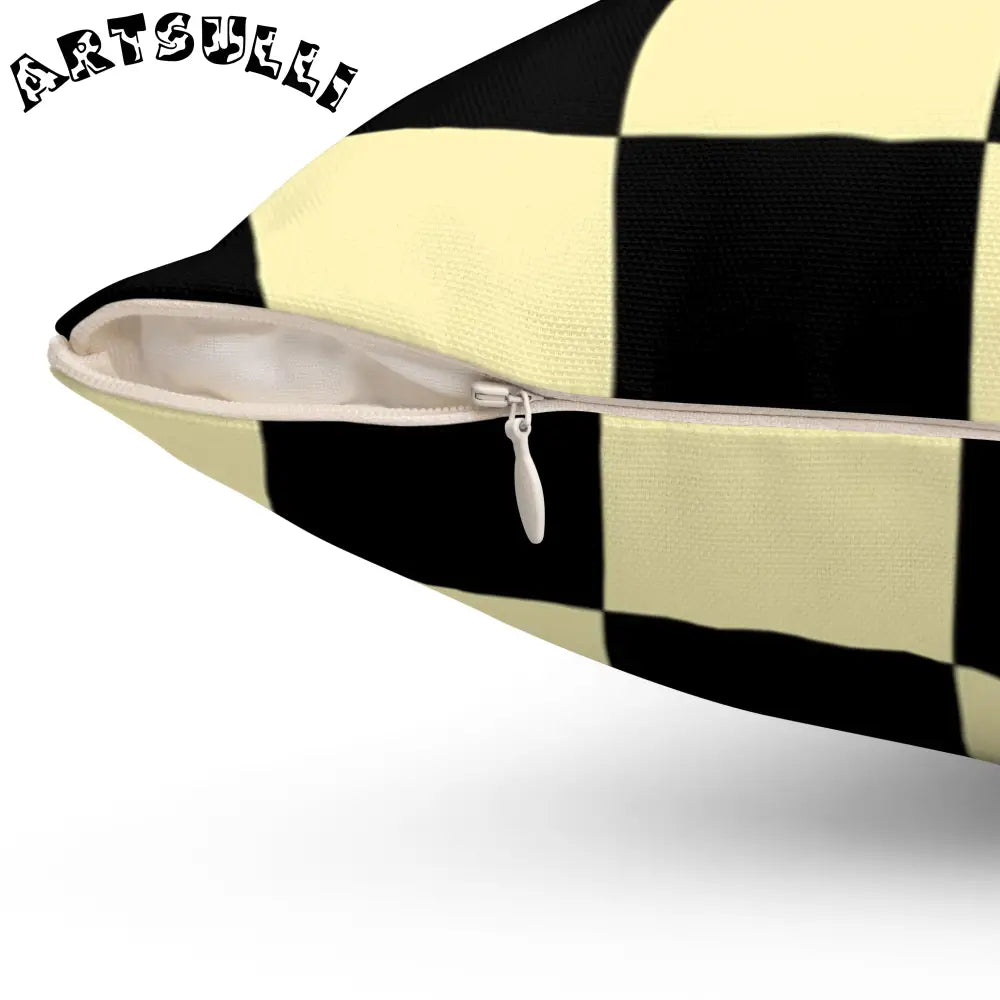 JAKKOUTTHEBXX Checkerboard Black and Yellow Spun Polyester Square
