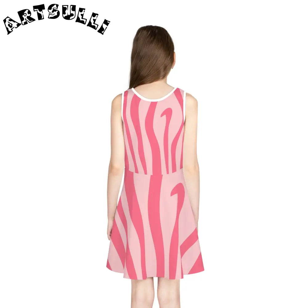 JAKKOUTTHEBXX Pink Wavy Art Printed Sleeveless Sundress 2025