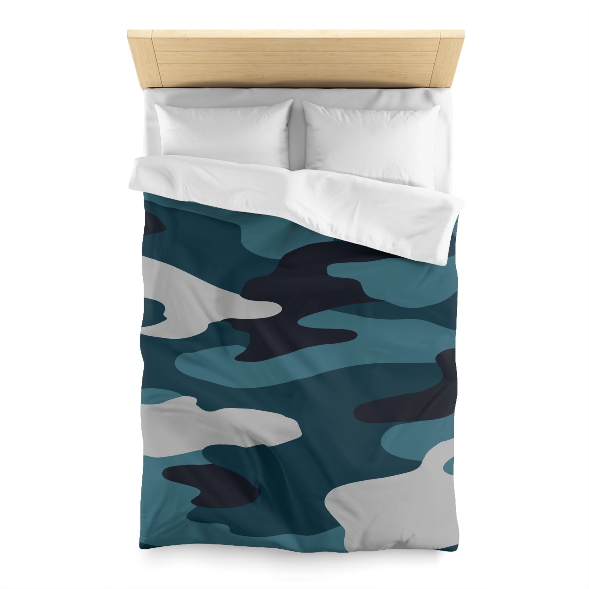 Blue Camouflage Microfiber Duvet Cover, Artsulli - Art is Long, Life is Short, Home Decor, , , , , , , 