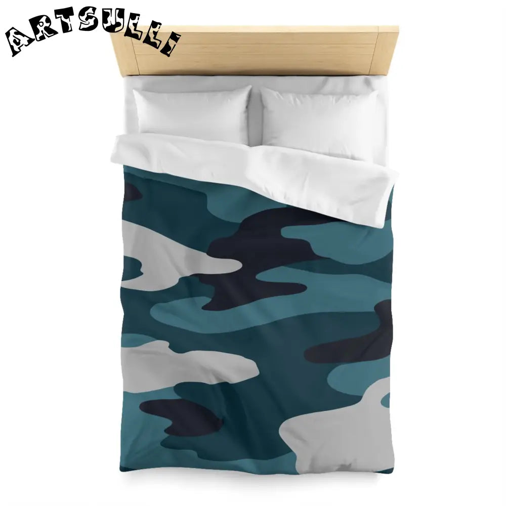 JAKKOUTTHEBXX Blue Camouflage Microfiber Duvet Cover JAKKOUTTHEBXX