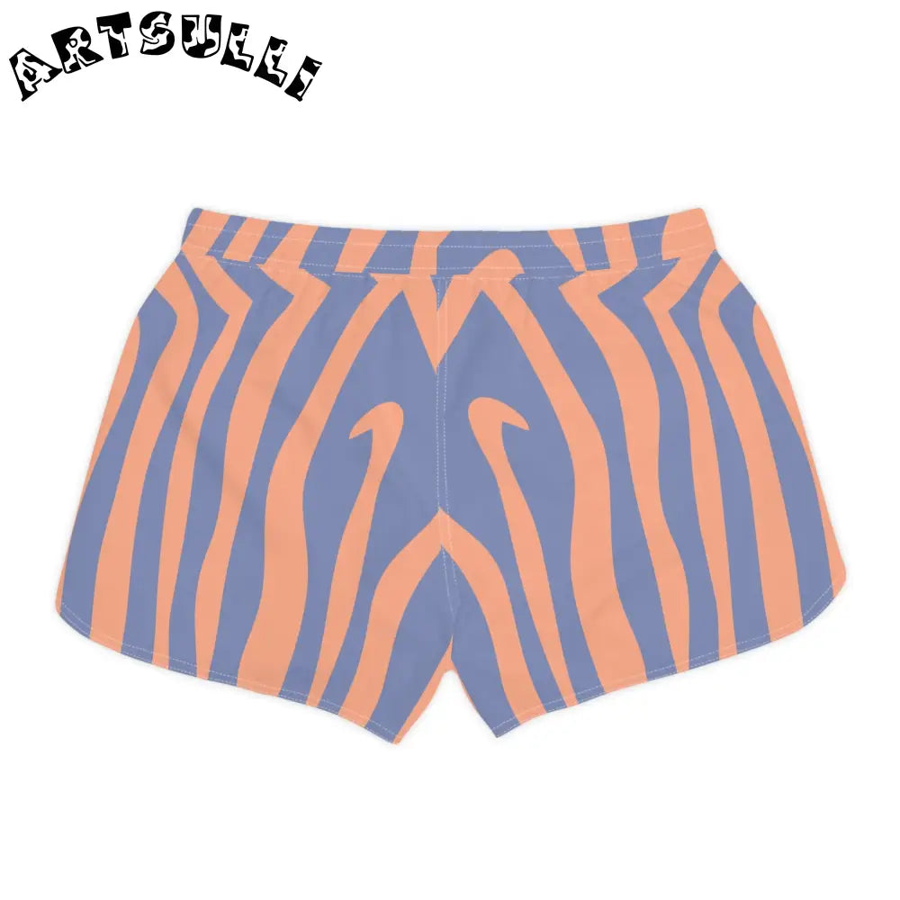 JAKKOUTTHEBXX Zebra Stripes Orange and Blue Women’s Casual Shorts