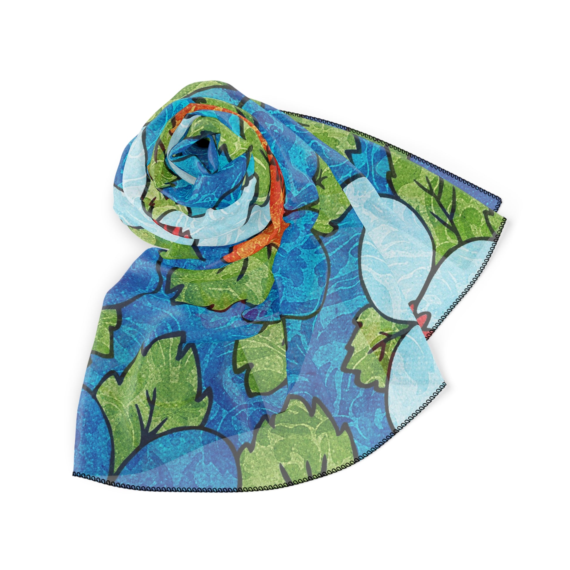 Blue Orange Groovy Poly Scarf, Artsulli - Art is Long, Life is Short, Accessories, , , , , , , 
