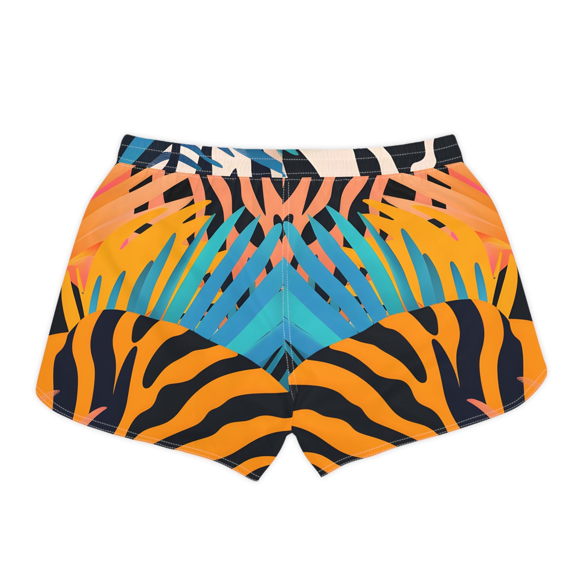 Palm Leaves x Tiger Stripes Orange and Black Women's Casual Shorts (AOP), Artsulli - Art is Long, Life is Short, All Over Prints, , , , , , , 